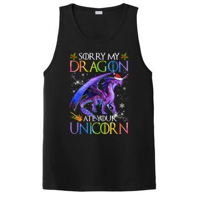 Sorry My Dragon Ate Your Unicorn Christmas Dragon Xmas Gift PosiCharge Competitor Tank