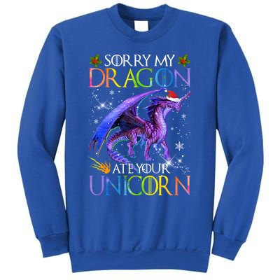 Sorry My Dragon Ate Your Unicorn Christmas Dragon Xmas Gift Sweatshirt