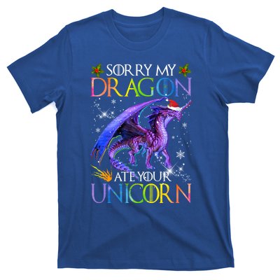 Sorry My Dragon Ate Your Unicorn Christmas Dragon Xmas Gift T-Shirt