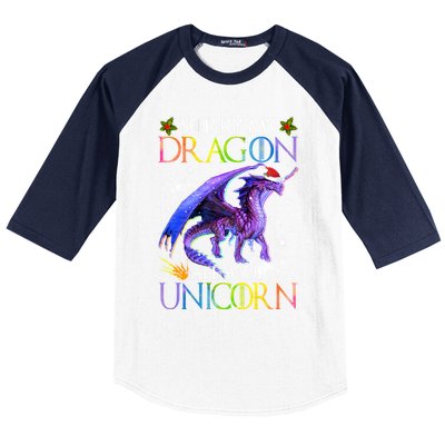 Sorry My Dragon Ate Your Unicorn Christmas Dragon Xmas Gift Baseball Sleeve Shirt