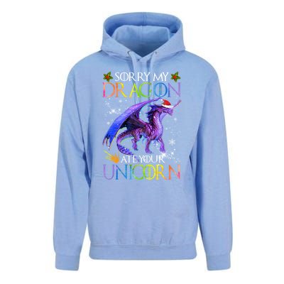 Sorry My Dragon Ate Your Unicorn Christmas Dragon Xmas Gift Unisex Surf Hoodie