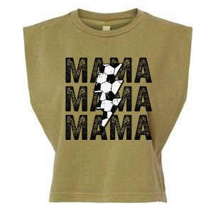 Soccer Mama Distressed Lightning Bolt Mom Garment-Dyed Women's Muscle Tee