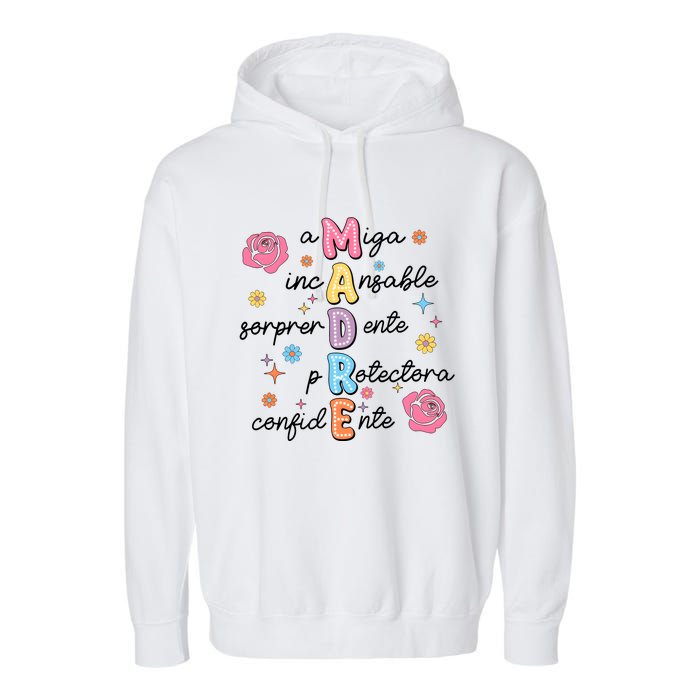 Spanish Mothers Day Family Mommy Mom Garment-Dyed Fleece Hoodie