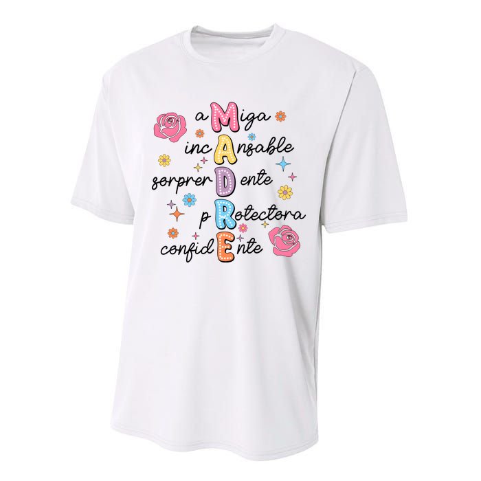 Spanish Mothers Day Family Mommy Mom Performance Sprint T-Shirt