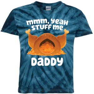 Stuff Me Daddy Funny Thanksgiving Turkey Kids Tie-Dye T-Shirt