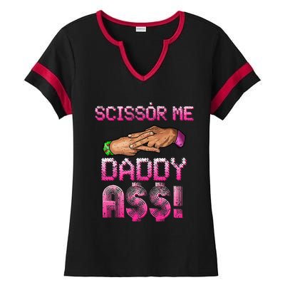 Scissor Me Daddy A$$ Hand Funny Trendy Wrestling Meme Joke Ladies Halftime Notch Neck Tee