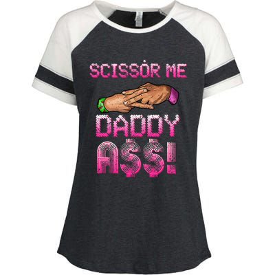 Scissor Me Daddy A$$ Hand Funny Trendy Wrestling Meme Joke Enza Ladies Jersey Colorblock Tee