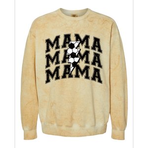 Soccer Mama Distressed Lightning Bolt Mom Colorblast Crewneck Sweatshirt