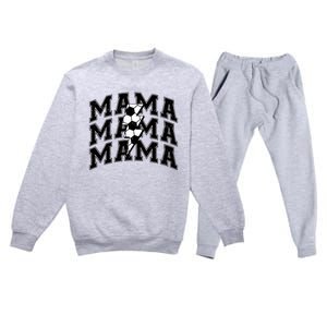 Soccer Mama Distressed Lightning Bolt Mom Premium Crewneck Sweatsuit Set