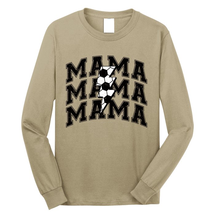 Soccer Mama Distressed Lightning Bolt Mom Long Sleeve Shirt