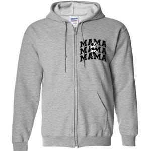 Soccer Mama Distressed Lightning Bolt Mom Full Zip Hoodie