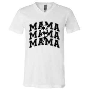 Soccer Mama Distressed Lightning Bolt Mom V-Neck T-Shirt