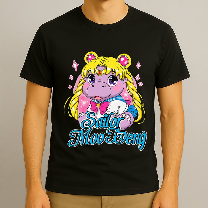 Sailor Moo Deng Funny Hippo Moo Deng Cute T-Shirt
