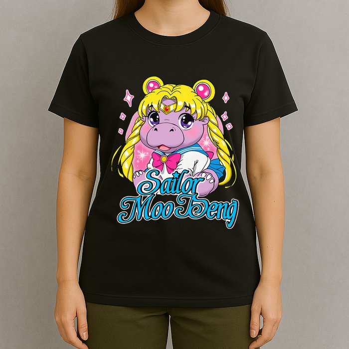 Sailor Moo Deng Funny Hippo Moo Deng Cute T-Shirt