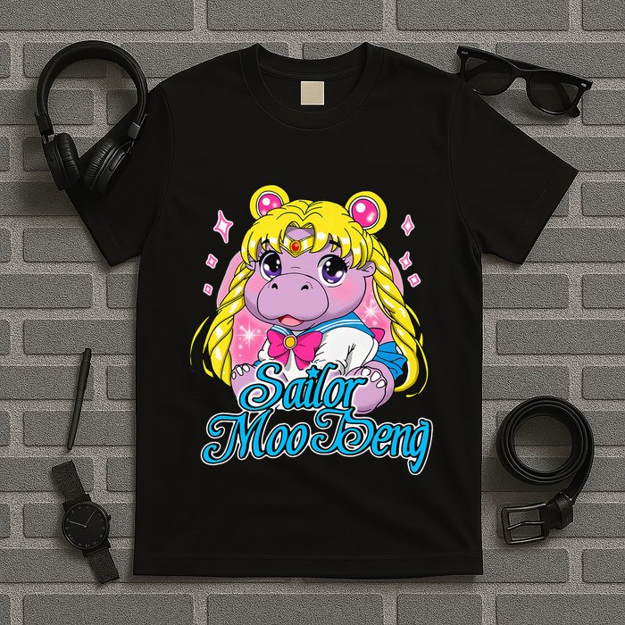 Sailor Moo Deng Funny Hippo Moo Deng Cute T-Shirt