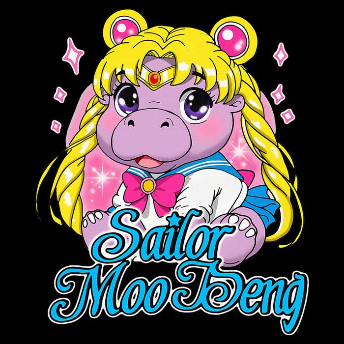 Sailor Moo Deng Funny Hippo Moo Deng Cute Flat Bill Trucker Hat