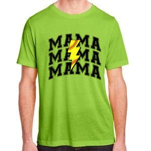 Softball Mama Distressed Lightning Bolt Mom Adult ChromaSoft Performance T-Shirt