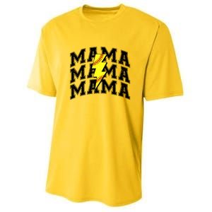 Softball Mama Distressed Lightning Bolt Mom Youth Performance Sprint T-Shirt