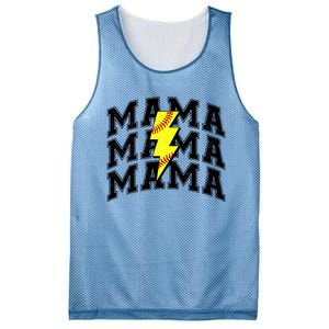 Softball Mama Distressed Lightning Bolt Mom Mesh Reversible Basketball Jersey Tank