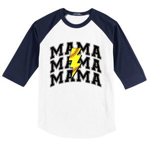 Softball Mama Distressed Lightning Bolt Mom Baseball Sleeve Shirt