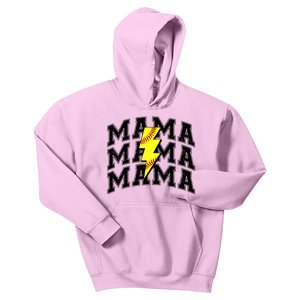 Softball Mama Distressed Lightning Bolt Mom Kids Hoodie