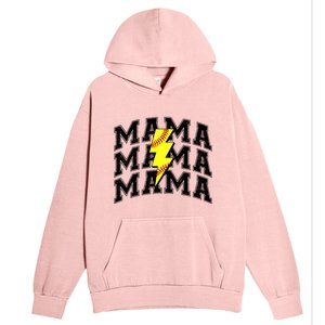 Softball Mama Distressed Lightning Bolt Mom Urban Pullover Hoodie