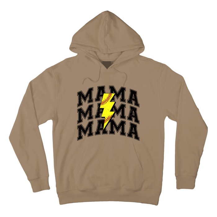 Softball Mama Distressed Lightning Bolt Mom Hoodie