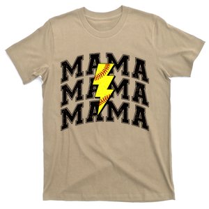 Softball Mama Distressed Lightning Bolt Mom T-Shirt