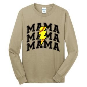 Softball Mama Distressed Lightning Bolt Mom Tall Long Sleeve T-Shirt