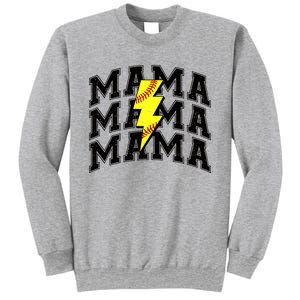 Softball Mama Distressed Lightning Bolt Mom Sweatshirt