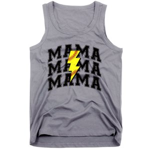 Softball Mama Distressed Lightning Bolt Mom Tank Top