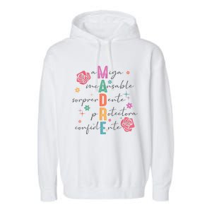 Spanish Mothers Day Retro Madre Retro Mama Garment-Dyed Fleece Hoodie