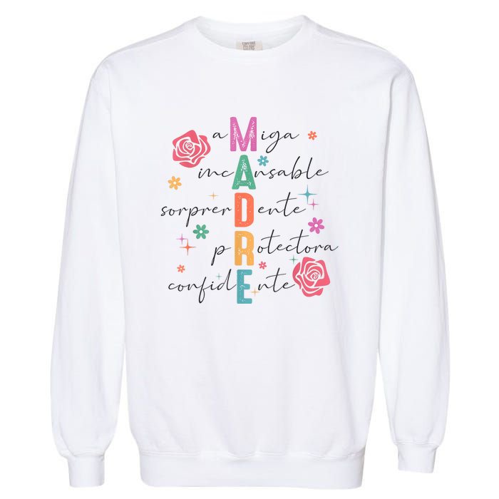 Spanish Mothers Day Retro Madre Retro Mama Garment-Dyed Sweatshirt