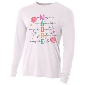 Spanish Mothers Day Retro Madre Retro Mama Cooling Performance Long Sleeve Crew