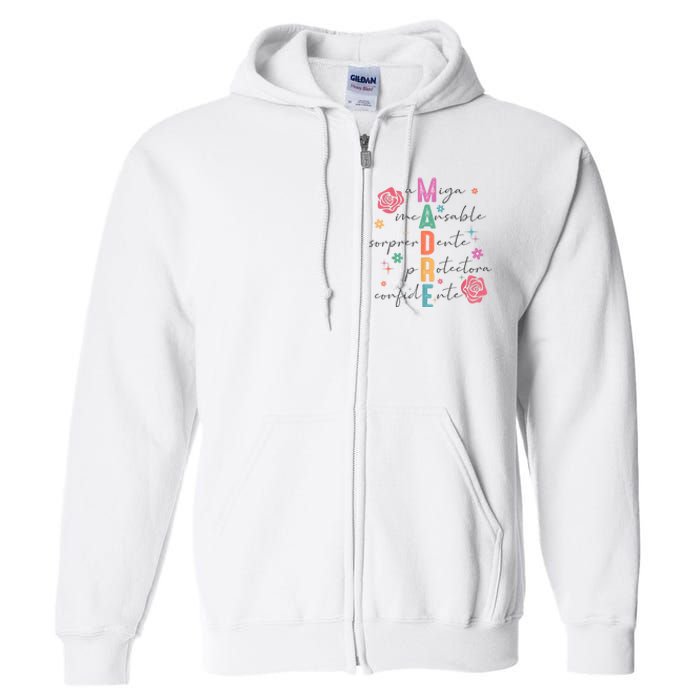 Spanish Mothers Day Retro Madre Retro Mama Full Zip Hoodie