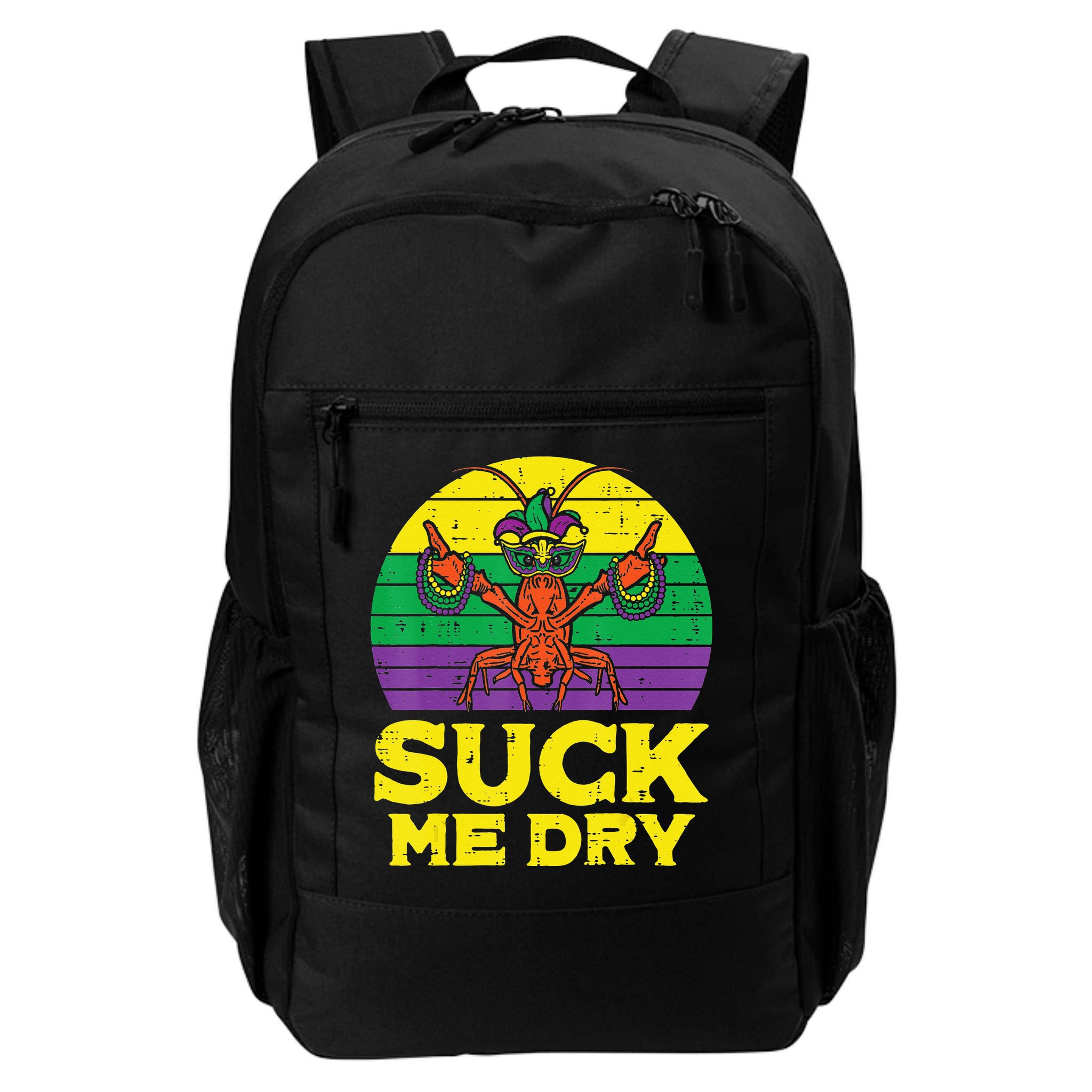 Suck Me Dry Crawfish Retro Mardi Gras Backpack