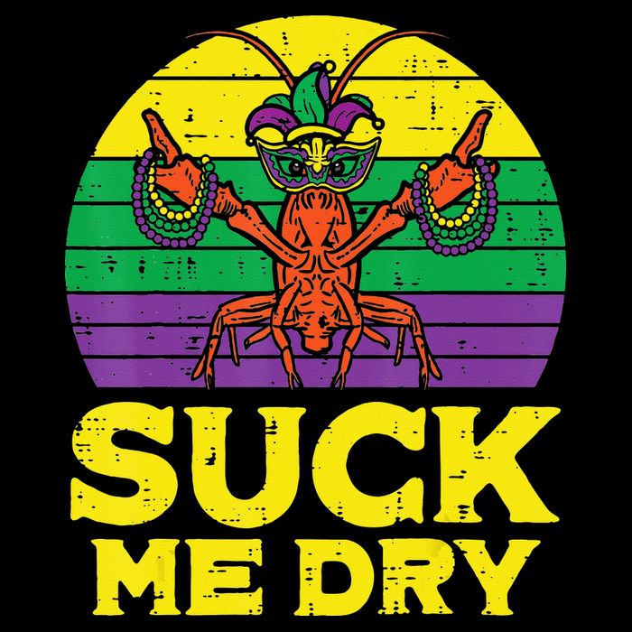 Suck Me Dry Crawfish Retro Mardi Gras Sustainable Bucket Hat