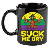 Suck Me Dry Crawfish Retro Mardi Gras 11oz C Handle Ceramic Mug