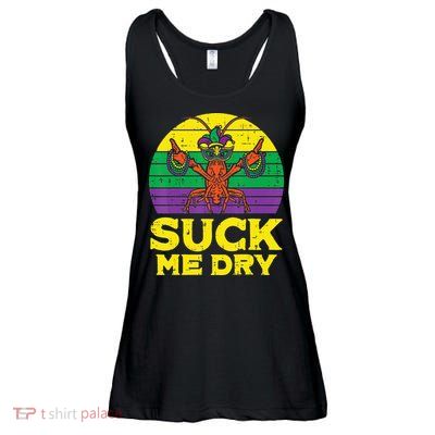 Suck Me Dry Crawfish Retro Mardi Gras Ladies Essential Flowy Tank
