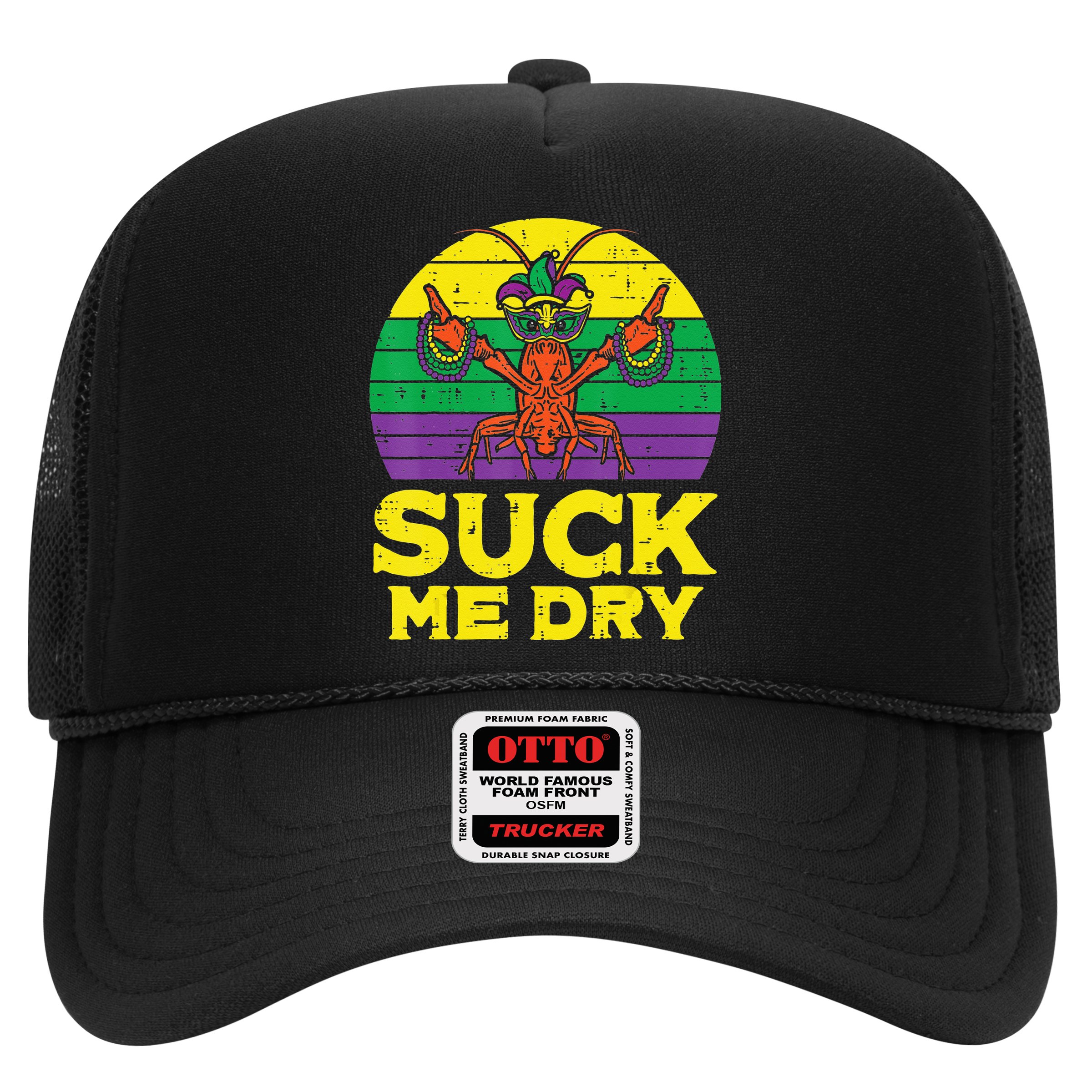 Suck Me Dry Crawfish Retro Mardi Gras Hat