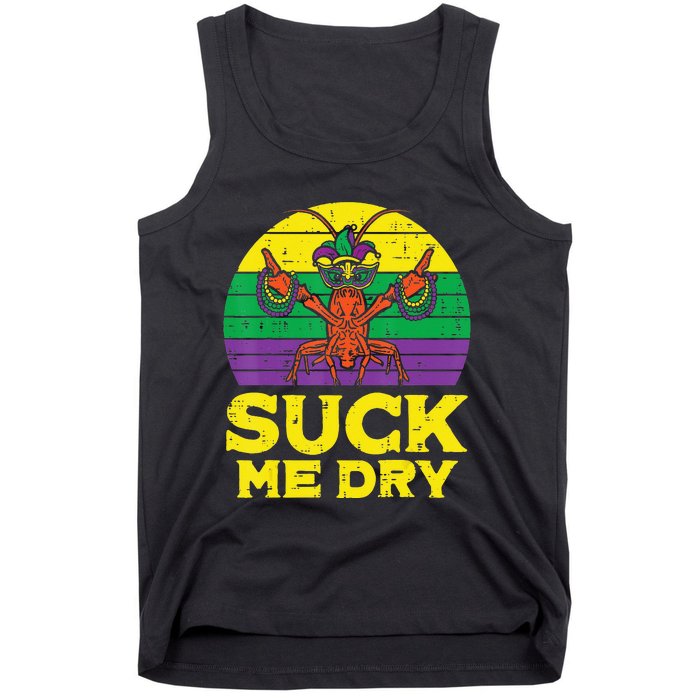 Suck Me Dry Crawfish Retro Mardi Gras Tank Top