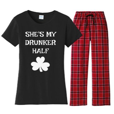 She's My Drunker Half Funny St. Saint Patrick's Day Women's Flannel Pajama Set