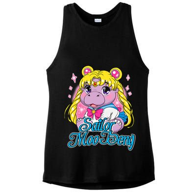 Sailor Moo Deng Funny Hippo Moo Deng Cute Ladies PosiCharge Tri-Blend Wicking Tank