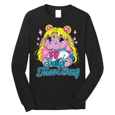 Sailor Moo Deng Funny Hippo Moo Deng Cute Long Sleeve Shirt