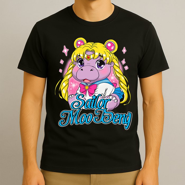 Sailor Moo Deng Funny Hippo Moo Deng Cute T-Shirt