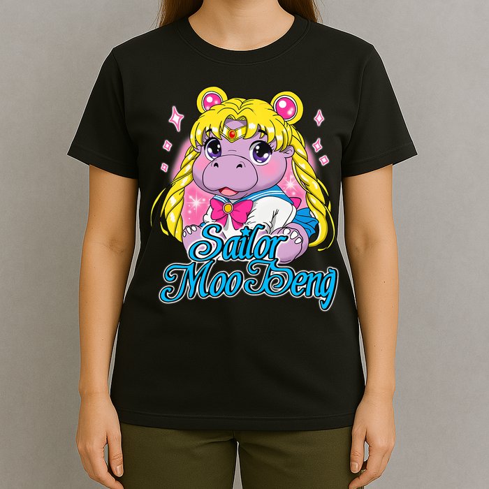 Sailor Moo Deng Funny Hippo Moo Deng Cute T-Shirt