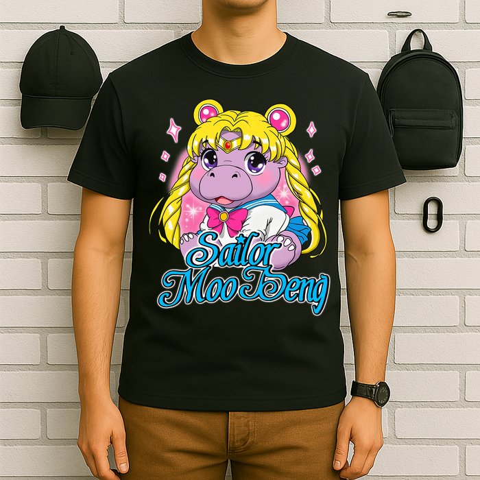 Sailor Moo Deng Funny Hippo Moo Deng Cute T-Shirt