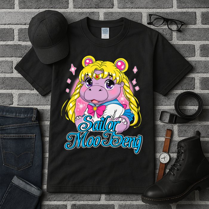 Sailor Moo Deng Funny Hippo Moo Deng Cute Tall T-Shirt