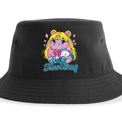 Sailor Moo Deng Funny Hippo Moo Deng Cute Sustainable Bucket Hat