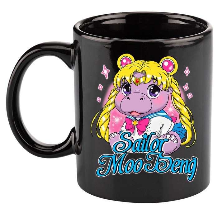 Sailor Moo Deng Funny Hippo Moo Deng Cute 11oz C Handle Ceramic Mug